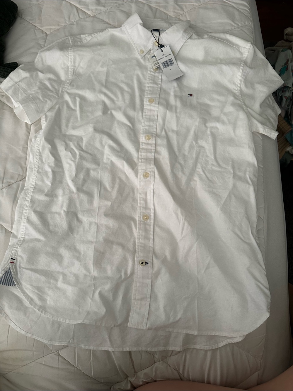 Tommy Hilfiger White Short-Sleeve Button-Down Shirt